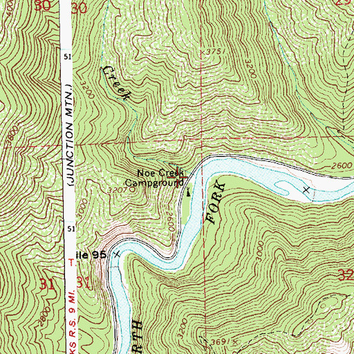 Topographic Map of Noe Creek, ID