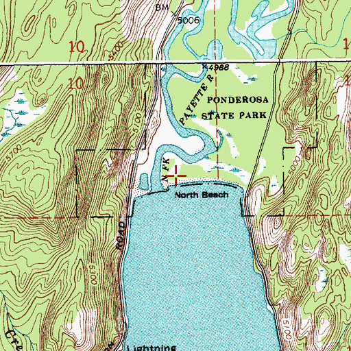 Topographic Map of North Beach, ID