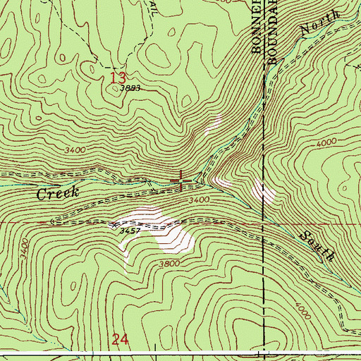 Topographic Map of North Fork Indian Creek, ID