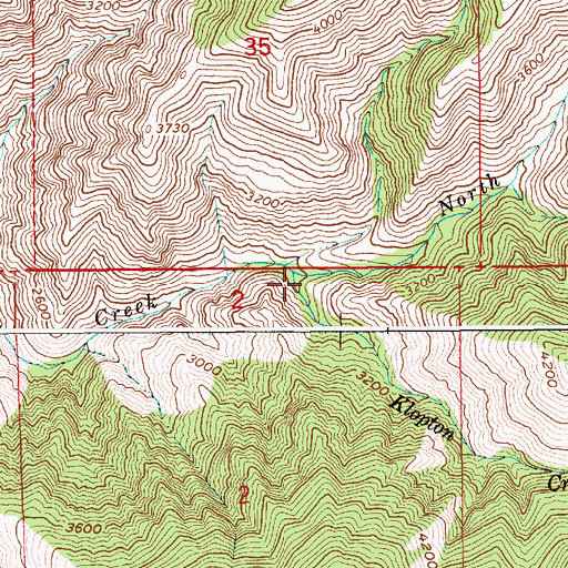 Topographic Map of North Fork Klopton Creek, ID
