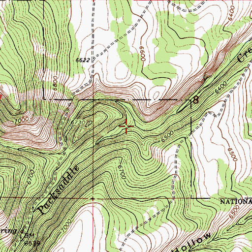 Topographic Map of North Fork Packsaddle Creek, ID