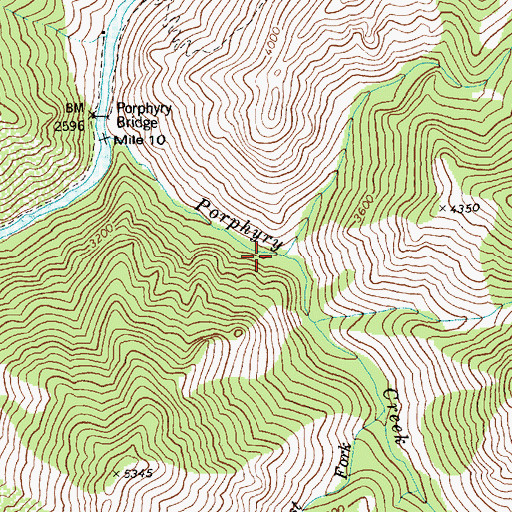 Topographic Map of North Fork Porphyry Creek, ID
