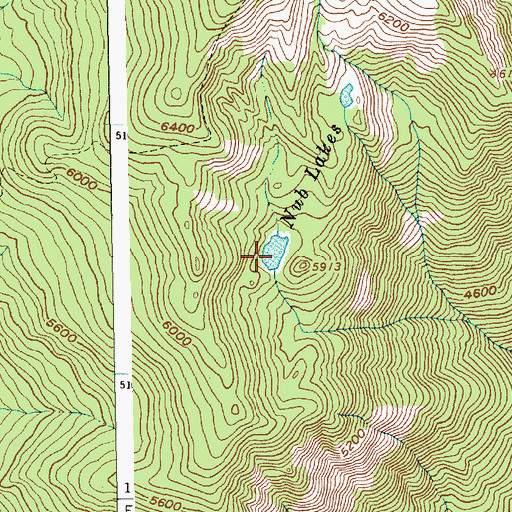 Topographic Map of Nub Lakes, ID