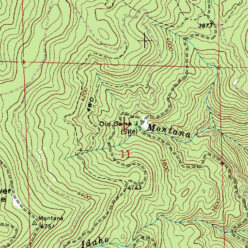 Topographic Map of Old Camp J, ID