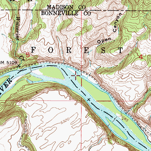 Topographic Map of Open Canyon, ID