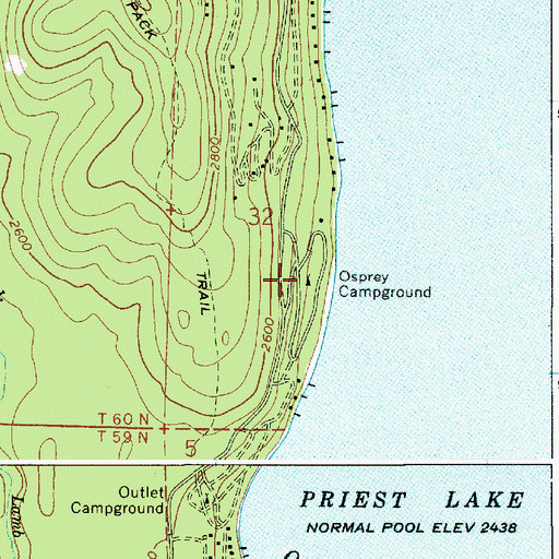 Topographic Map of Osprey Campground, ID
