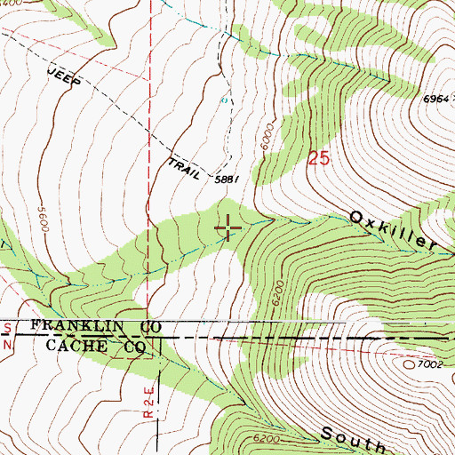 Topographic Map of Oxkiller Canyon, ID