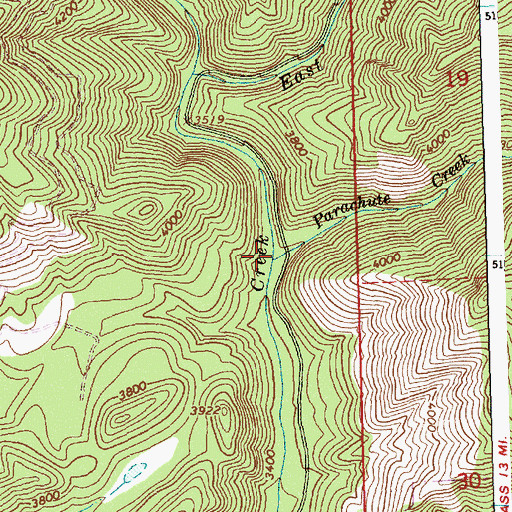 Topographic Map of Parachute Creek, ID