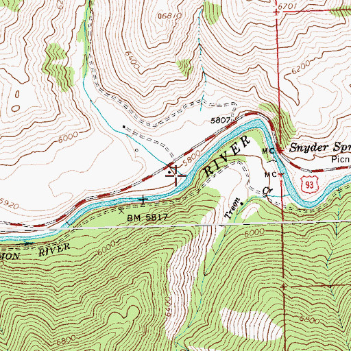 Topographic Map of Peach Creek, ID