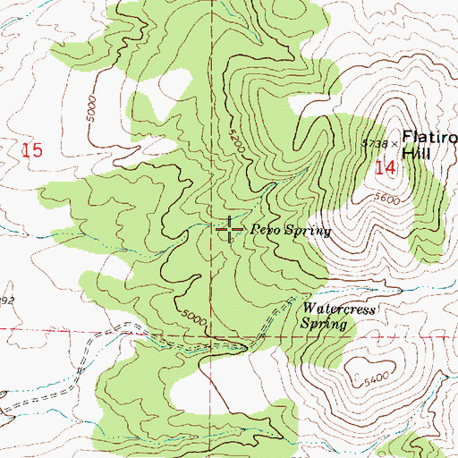 Topographic Map of Pevo Spring, ID