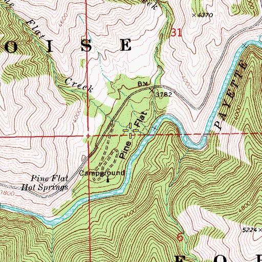 Topographic Map of Pine Flat, ID
