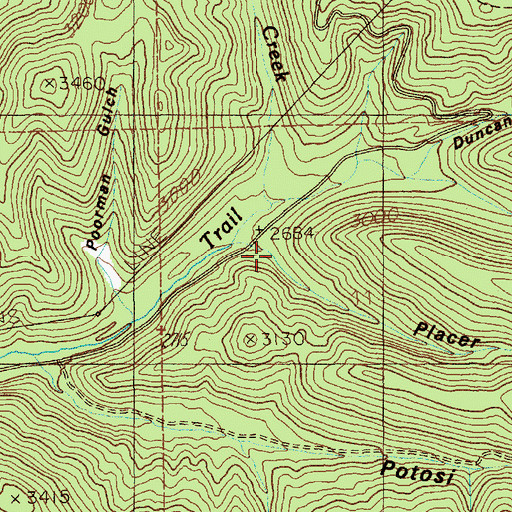 Topographic Map of Placer Gulch, ID