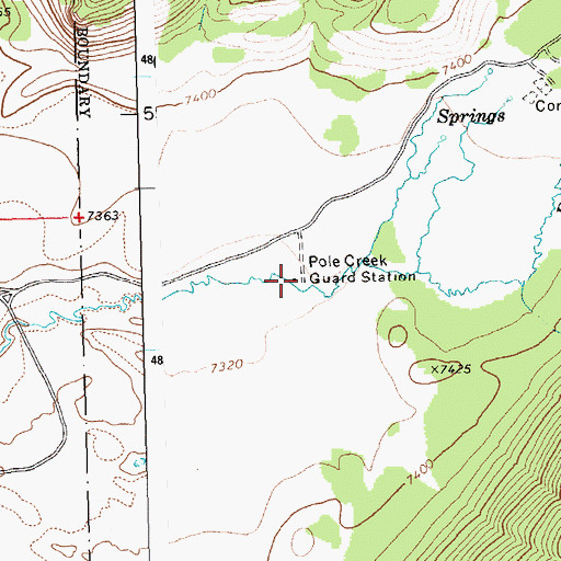 Topographic Map of Pole Creek Guard Station, ID