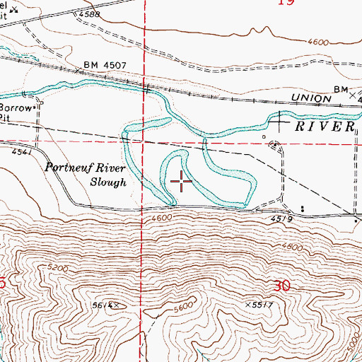 Topographic Map of Portneuf River Slough, ID