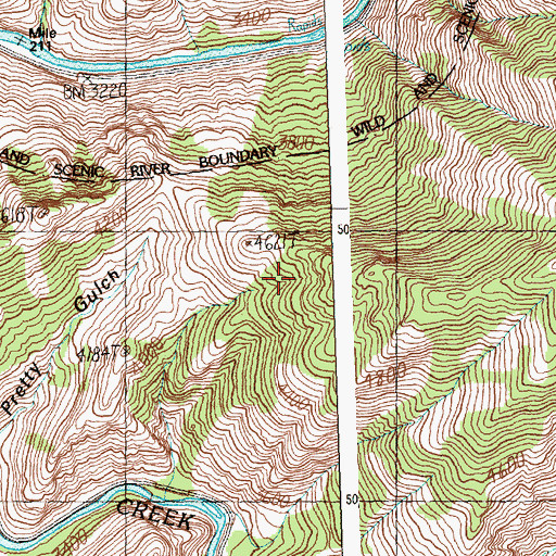 Topographic Map of Pretty Gulch Trail (historical), ID