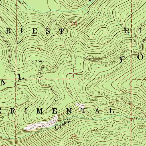 Topographic Map of Priest River Experimental Forest, ID