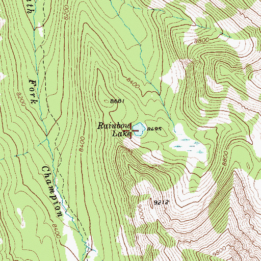 Topographic Map of Rainbow Lake, ID