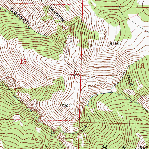 Topographic Map of Rangers Trail, ID