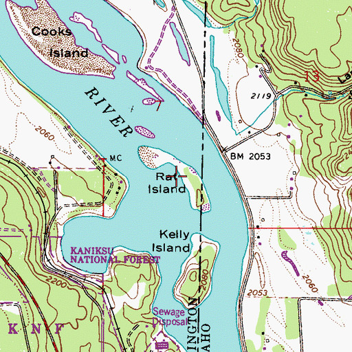 Topographic Map of Rat Island, ID