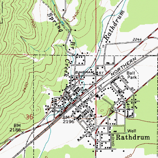 Topographic Map of Rathdrum Creek, ID