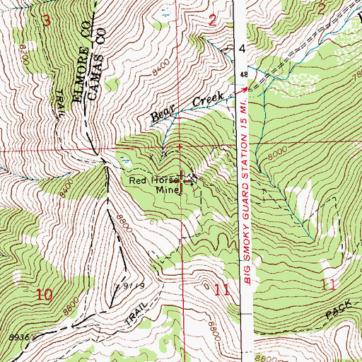 Topographic Map of Red Horse Mine, ID