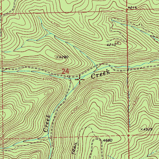 Topographic Map of Red Raven Creek, ID