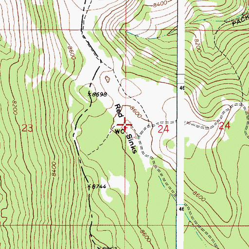 Topographic Map of Red Sinks, ID