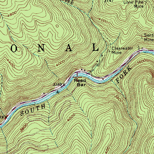 Topographic Map of Reed Bar, ID