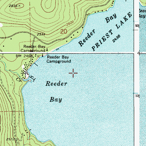 Topographic Map of Reeder Bay, ID