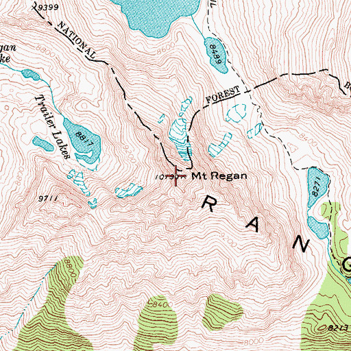 Topographic Map of Mount Regan, ID