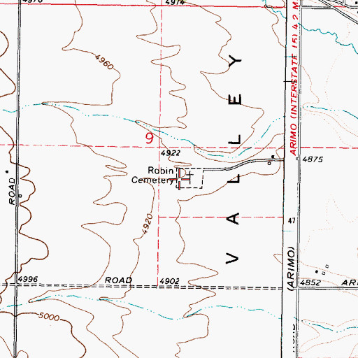 Topographic Map of Robin Cemetery, ID