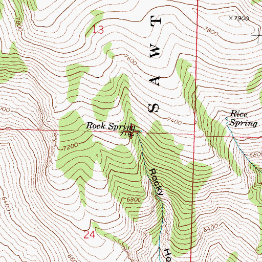 Topographic Map of Rock Spring, ID