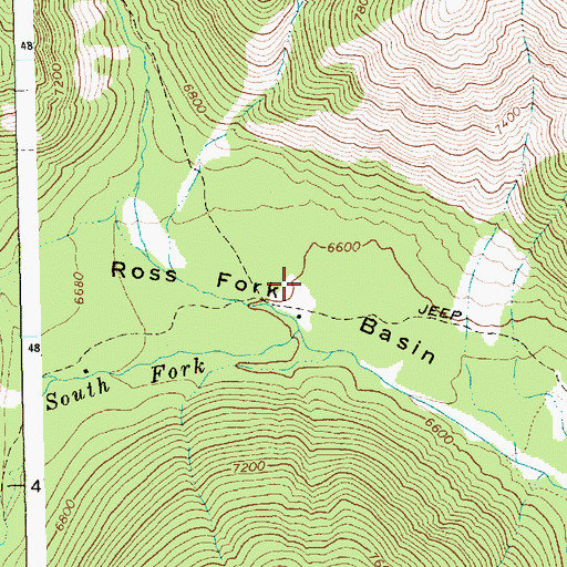 Topographic Map of Ross Fork Basin, ID