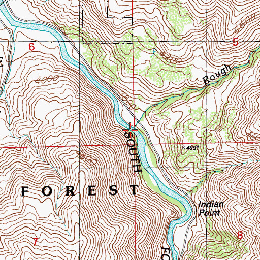 Topographic Map of Rough Creek, ID