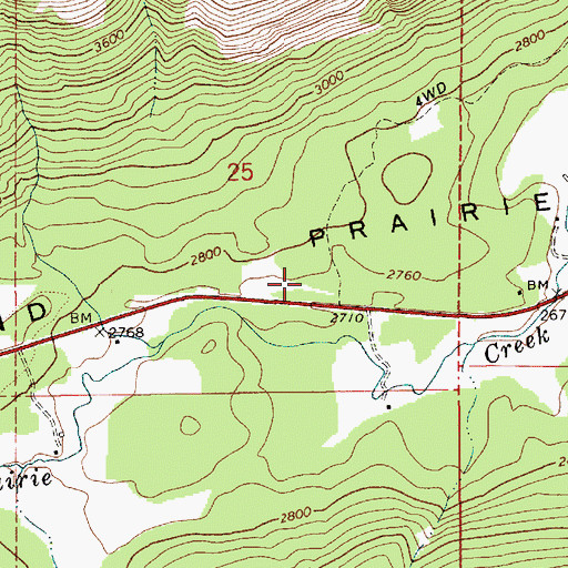 Topographic Map of Round Prairie, ID