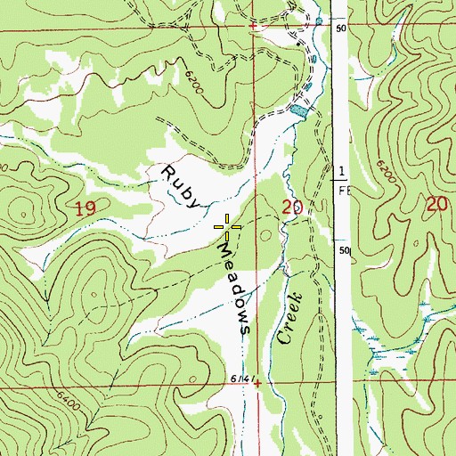 Topographic Map of Ruby Meadows, ID