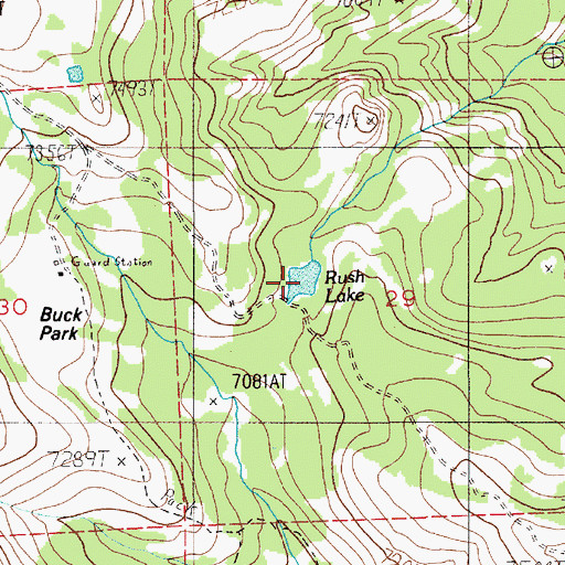 Topographic Map of Rush Lake, ID