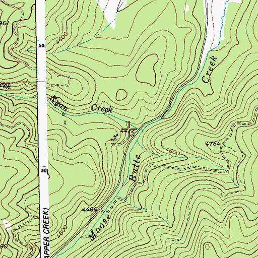 Topographic Map of Ryan Creek, ID