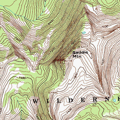 Topographic Map of Saddle Mountain, ID