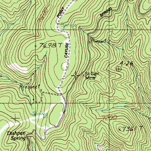 Topographic Map of Saint Clair Mine, ID