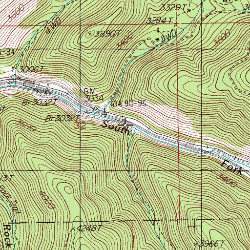 Topographic Map of Saint Joe Creek, ID