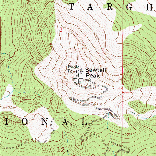 Topographic Map of Sawtell Peak, ID