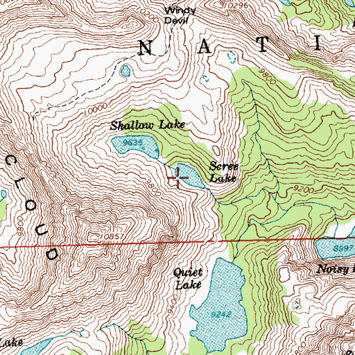 Topographic Map of Scree Lake, ID