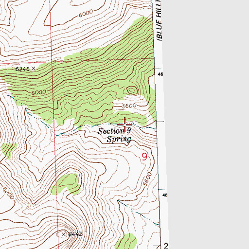 Topographic Map of Section 9 Spring, ID