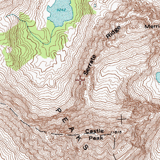 Topographic Map of Serrate Ridge, ID