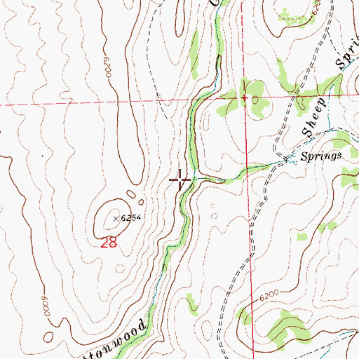 Topographic Map of Sheep Spring Creek, ID