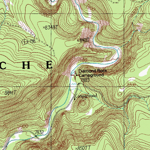 Topographic Map of Diamond Rock Campground, AZ