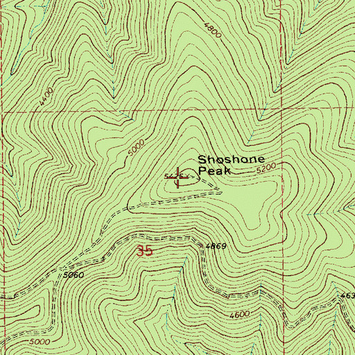 Topographic Map of Shoshone Peak, ID