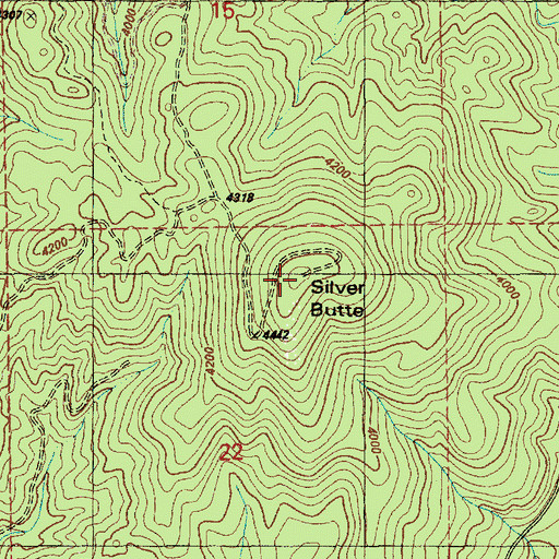 Topographic Map of Silver Butte, ID