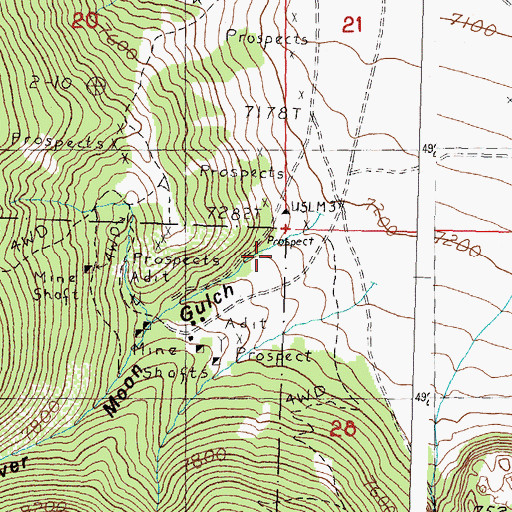 Topographic Map of Silver Moon Gulch, ID